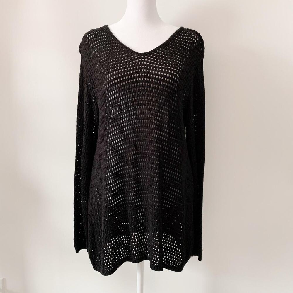 NY & Co Open Knit Sleeve Top Size L